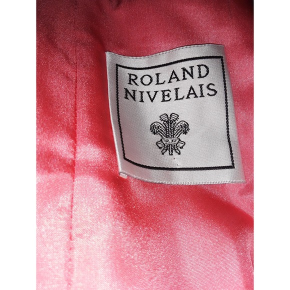 Roland Nivelais Sz 6 Tangerine Bergdorf Goodman Silk Dress w Lace - Picture 7 of 9